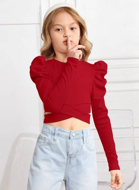 Red Colour Eanna New Latest Fancy Kids Lycra Top Collection 2 Eanna